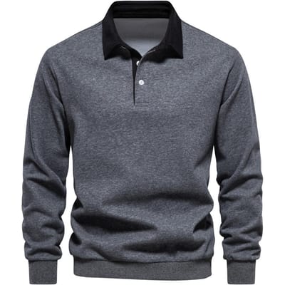 Heren Trui met Lange Mouwen en Polokraag Herfst Trend Heren Trui All-match M donkergrijze kleur