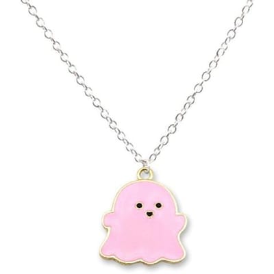 Trendy Zwart-Witte Spook Hanger Kettingen Voor Vrouwen Mannen Beste Vrienden Schattige Lieve Spook Hanger Ketting Mode Sieraden roze