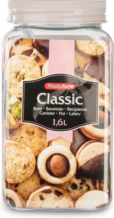Plasticforte keuken voedsel voorraadpot - weckpot - taupe - 1.6 liter - kunststof - met deksel - 10 x 12 cm