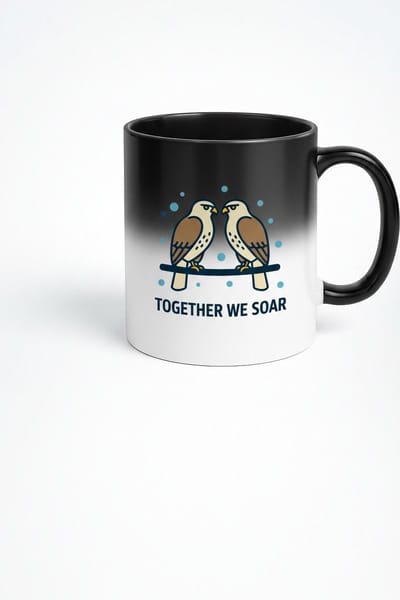 Magische Warmtegevoelige Mok 'Together We Soar' – Vogels Liefde Vriendschap Design