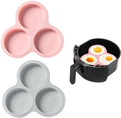 Dailygoods- Ei Pan Siliconen - 3 Holtes - Hittebestendig - Oliebestendig - Geschikt voor Airfryer/Oven - Afmetingen 23x21,5x2 cm - Bakvorm