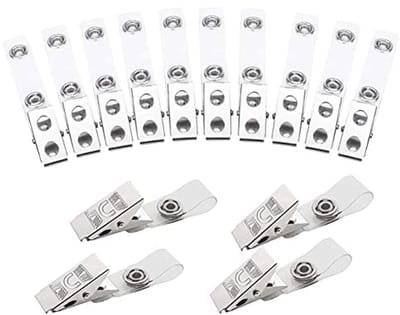 20 Stuks Metalen Badgeclips met Doorzichtige PVC-Bandjes voor ID-Kaarten en Badgehouders