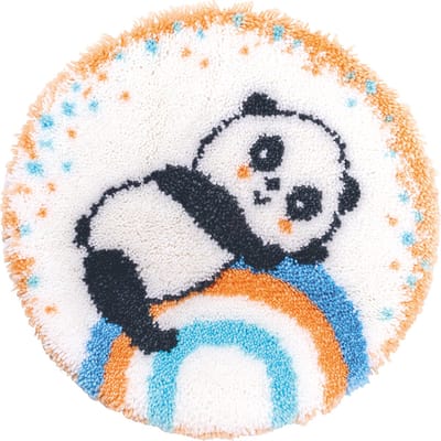 Vervaco - Knoopvormtapijt kit - Panda op regenboog - PN-0194422 - Borduren - Borduurpakket - Borduurpakket volwassenen - Borduurpakket kind