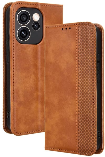 Coverup Hoesje - Geschikt voor OPPO Reno15 F Hoesje - Coverup Vintage Style Book Case - Bruin