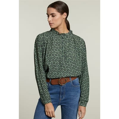 River Woods Multi Fantasy Blouse Balloon Sleeves Size: 34 | Blouses Outlet | Dames | Groen