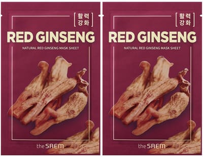 The Saem Natural Red Ginseng Sheet Mask - Korean Beauty - Korean Skincare - K-Beauty Gezichtsmasker - 2 x 21ml
