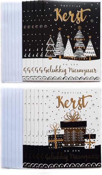 Kerstkaarten – 12 Stuks – Prettige Kerst - 11 x 15 cm - K-171