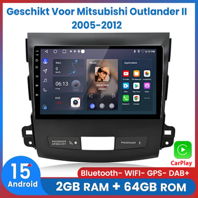 Awesafe Autoradio - Geschikt Voor Mitsubishi Outlander II 2005-2012 - Ram 2GB + Rom 64GB - 9 inch Android 15.0 CarPlay Autoradio - Draadloos CarPlay & Android Auto - Bluetooth & WiFi - GPS Navigatie - 2005 2006 2007 2008 2009 2010 2011 2012