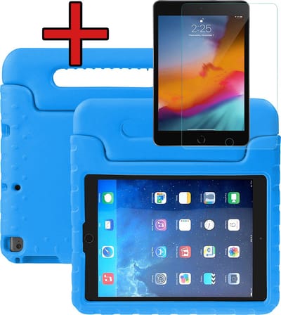 Hoesje - Geschikt voor Apple iPad Air 3 (2019) - 10.5 inch - 3e Generatie - Met Screenprotector - Kinderhoes - Shockproof Bumper - Kidsproof Case - Tablethoes - Kinder Hoes Cover - Blauw