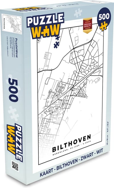 Puzzel Kaart - Bilthoven - Zwart - Wit - Legpuzzel - Puzzel 500 stukjes