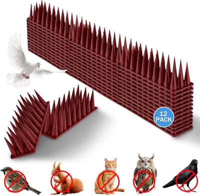 Famanu – Vogelspikes - kunststof - duivenspek - afweermiddel voor marters - anti-kattensteek - balkon - anti-duivenpunt - diervriendelijk - prik om kraaien - mussen (bruin)