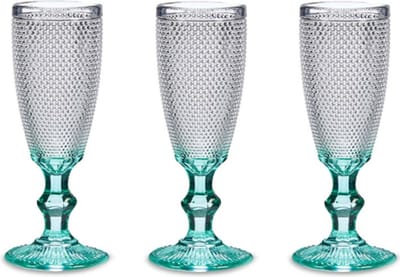 Vivalto - Luxe Champagneglazen Monaco serie set 6x blauwe voet 180 ml