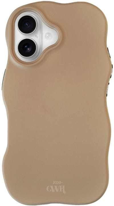 xoxo Wildhearts Wavy Case Brown telefoonhoesje - Geschikt voor iPhone 16 - Golvend hoesje met dubbele beschermlaag - Matte afwerking - Silicone case met golven - Vlekbestendig - Bruin