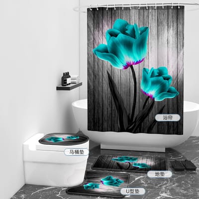 Floraweg Douchegordijn,Shower Curtain,badgordijn,badkamergordijn,Abstract Flower Tulip Rose ,-topkwaliteit - digitale printen -Anti Schimmel - Inclusief 12 ringen -met 12 stuks douchegordijnhaken – Waterdicht -Wasbaar- Polyester - 180x200 cm
