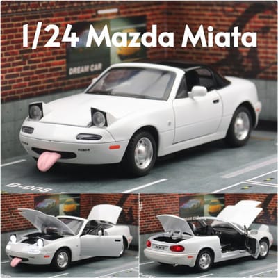 1/24 Mazda Miata Mx5 Roadster Speelgoedauto Model Diecast Legering Metaal Miniature Voertuigmodel Geluid & Licht Collectie Cadeau Voor Jongen
