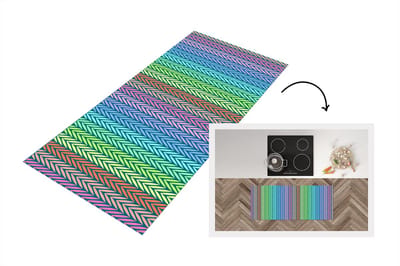 Keukenloper - Loper keuken - Regenboog - Patroon - Pastel - 120x50 cm - Keukenloper vinyl
