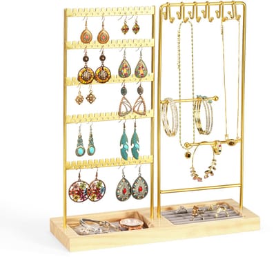 YONO Sieradenhouder - Sieradenrekje - Organizer voor Oorbellen - Kettingen - Armbanden - Rekje - Opbergen - Goud