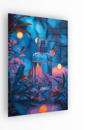 Indoorart - Glasschilderij Parfum bij kaarslicht 40x60 CM - Afbeelding op plexiglas - Inclusief montagemateriaal