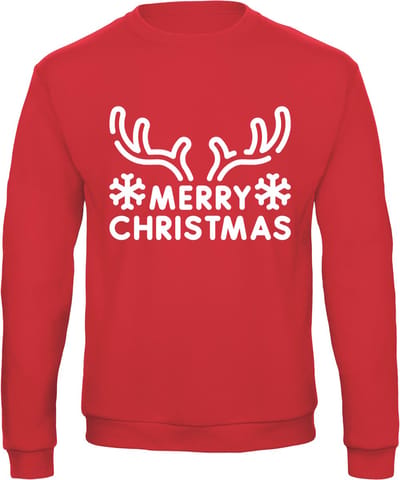 Kersttrui - Merry Christmas - Rood - S - B&C