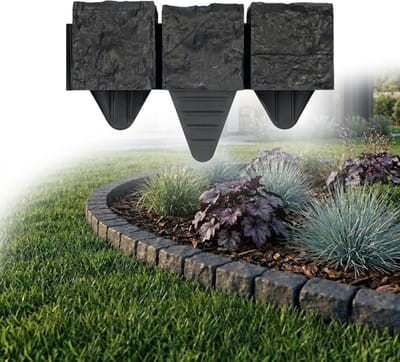 Gazonrand Steenlook - Tuinrand Afscheiding - Tuin Decoratie - Lichtgewicht Alternatief - 2.4 Meter - Antraciet