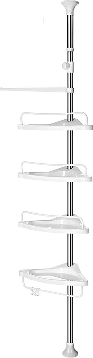 Hoppa! Hoekplank voor Badkamer | Verstelbaar van 95-300 cm | RVS/Kunststof | Wit