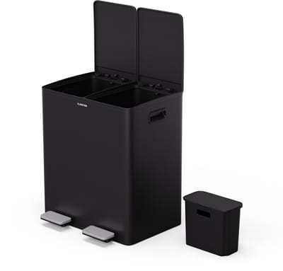 Klarstein Modern afvalbak van 40 liter (2x20 liter) met soft-close mechanisme, uitneembare compostbak van 3 liter - elegante afval-, keuken- en luieremmer - ideaal voor afvalbeheer.