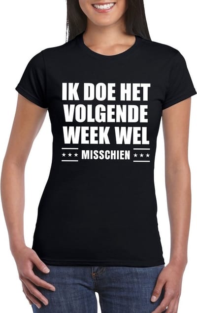Zwart ik doe het volgende week wel t-shirt voor dames S