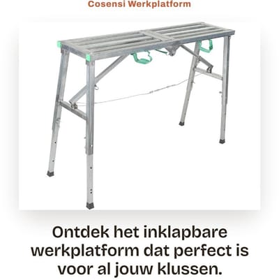 Dailygoods- Werkplatform Inklapbaar - Verstelbaar - Aluminium - Maximale Draaglast 200 kg - Hoogte 60-90 cm - Antislip Steunpoten - Steiger