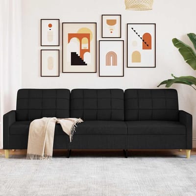 Vidaxl Bank 3-zits, Zwart, 210 Cm, Bekleed met Stof