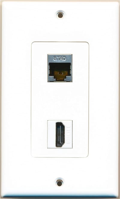 Ethernet en HDMI Wandplaat - Netwerk Poort Plaat - Netwerk Aansluiten - Tooless Verbinding - Standaard Maat - Wit