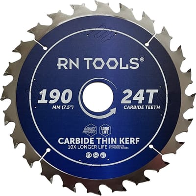RNtools Cirkelzaagblad Carbide Thin Kerf - 190 x 30 mm - 24 tanden - Anti-kickback - voor zacht hout, hard hout en plaatmateriaal