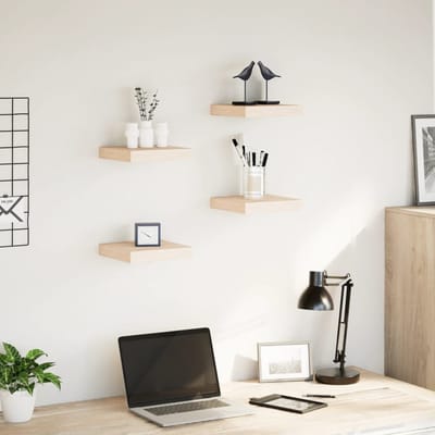 vidaXL - Wandschappen - 4 - st - 23x23,5x4 - cm - bewerkt - hout