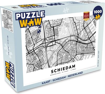Puzzel Kaart - Schiedam - Nederland - Legpuzzel - Puzzel 1000 stukjes volwassenen