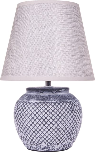 BRUBAKER Tafellamp bedlampje - 30,5 cm - grijs - keramische lampvoet - linnen scherm lichtgrijs