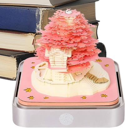Scheurkalender 2026 - 3D Notitieblok - Bureau Decoratie - Inclusief Lichteffect - 9.8 x 9.8 x 8.5 cm
