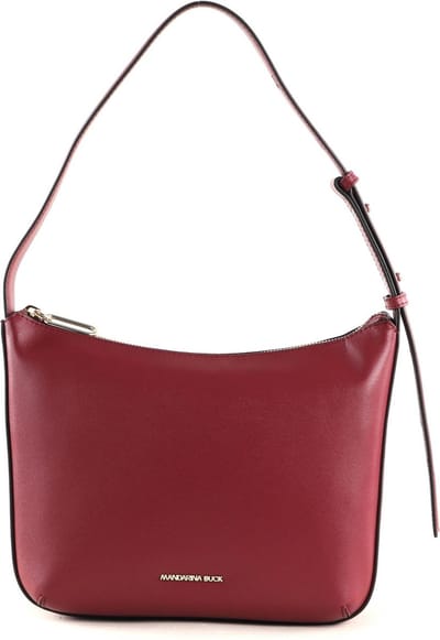 MANDARINA DUCK Leren Schoudertas Luna Hobo Small Rhubarb Donkerrood