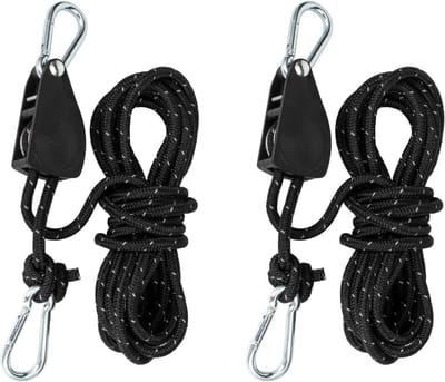 kabelspanner, scheertouw, kabelratel met 4 m touw, katrol met tentspanner, scheerlijnen met touwrem, geschikt voor camping, zonnezeil, tent, 2 stuks