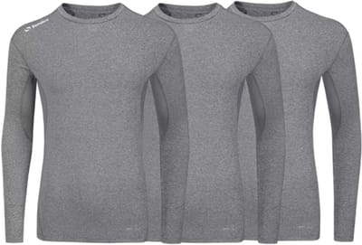 3-Pack Sondico compressie lange mouw sportshirt - heren - Mid grey - maat M