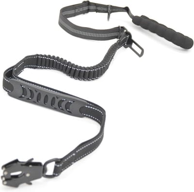 Verstelbare reflecterende bungee hondenriem met dubbele handgrepen en autoveiligheidsgordel voor middelgrote en grote honden