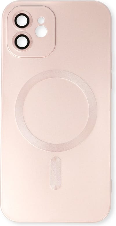 Casemania Hoesje Geschikt voor Apple iPhone 12 Roze - Matte Siliconen Back Cover - Geschikt voor Magsafe