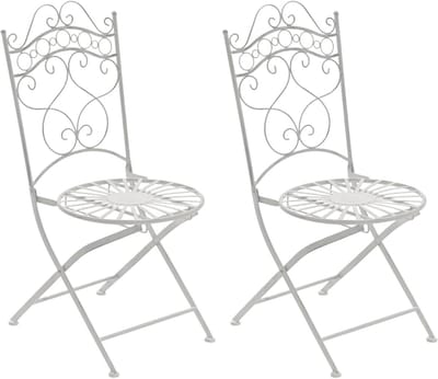 Tuinstoelen Set - Antieke Stoelen - Buiten Zitten - Handgemaakt Jugendstil - 92 cm Hoog - Antiek Wit