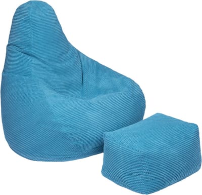 Volwassen Highback Zitzak Stoel Corduroy Stof Indoor Woonkamer Gaming Zitzak Ligstoel met Ergonomisch Ontwerp met voetbankje