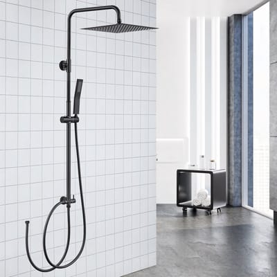 Auralum Max Regendouche Zwart - Douchesysteem Met Omstelling Voor wandmontage - Waterbesparend - Hoogte Verstelbaar 69-113CM