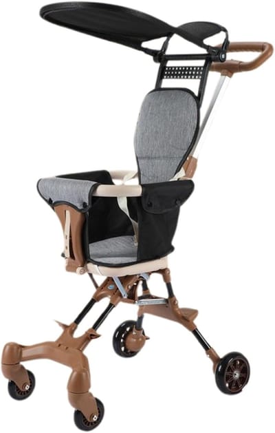 Opvouwbare kinderwagen - Lichtgewicht buggy - Compact reizen - Twee-weg zitting - 50 x 44 x 18 cm - Khaki