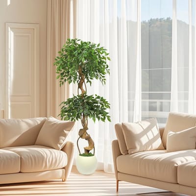 Kunstplant, 150 cm, Groene Kunstplant, Geschikt voor Binnen en Buiten, Thuis, Kantoor, Tuin, Moderne Decoratie