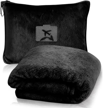 SnelShoppen - Soft & Warm Travel Blanket & Pillow 2-in-1 voor Vliegtuig en Auto, Compacte Snuggle Dekentje met Rugzak Haak, Perfect voor Reizen, Kanto