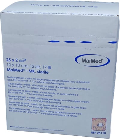 Gaascompressen 10cm x 10cm Steriel verpakt - 12 laags