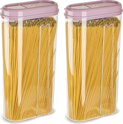 Plasticforte Voedselcontainer strooibus - 2x - lichtroze - 2350 ml - kunststof - voorraadpotten