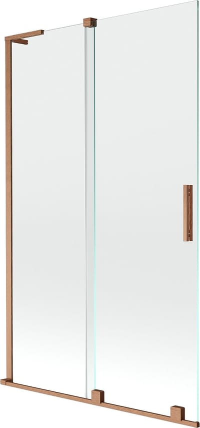 Mexen Velar L 2-delige schuifbare badwand 110 x 150 , transparant, geborsteld koper - 896-110-003-01-65