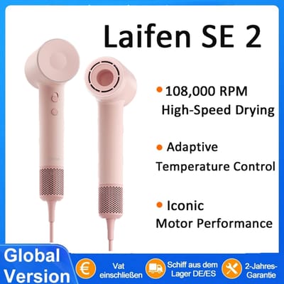 Laifen Se 2 Hoge Snelheid Haardroger 200 Miljoen Negatieve Ionische Haardroger met Kindermodus en 108.000 Rpm Borstelloze Motor Snel Droogende Geluidsarme Haardroger met Magnetische Accessoires